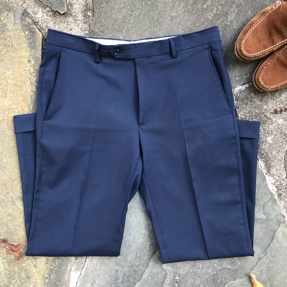 ✨TOLLEGNO 1900✨ Navy Cuffed Flat Front Pants 34